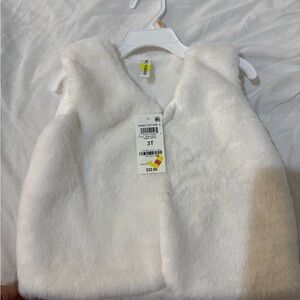 Plush Faux Fur Vest - Cream Toddler Size 3T